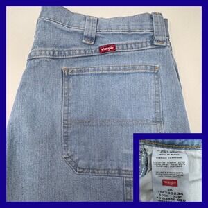 Wrangler Mens Carpenter Denim Shorts Light Wash Size 36